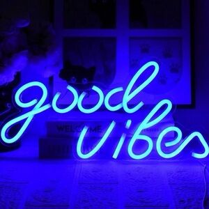Good Vibes Neon Sign Blue LED Light Sign Neon Light Usb Or 3xAA Battery New